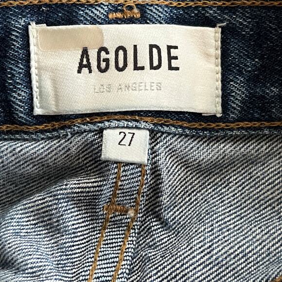 AGOLDE Dee Shorts Size 27 High Rise Distressed Denim 100% Organic Cotton - Picture 3 of 5